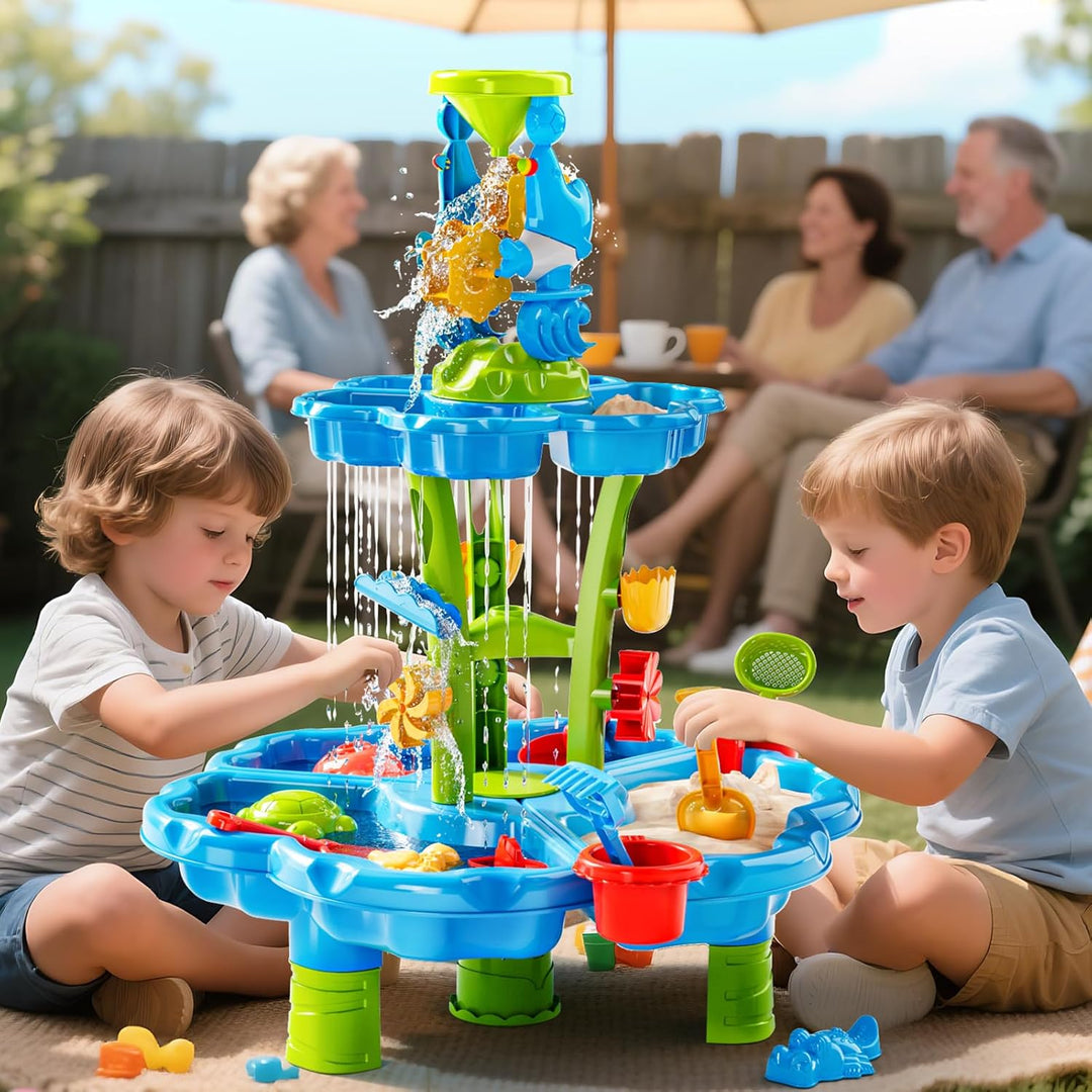 2-stufiger Blumen Sand- & Wassertisch für Kleinkinder 3-5 Jahre, Sensorik-Spieltisch für Kinder, Som