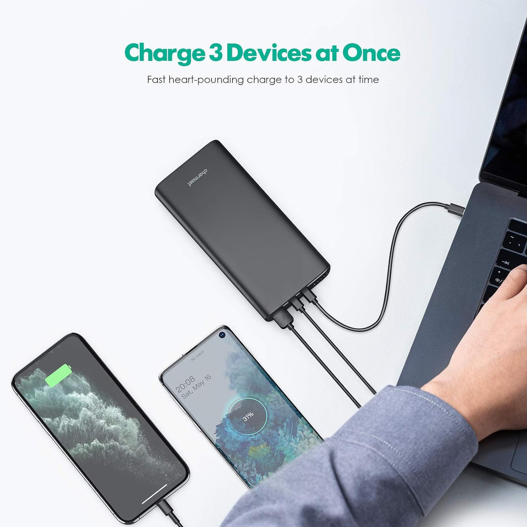 Charmast Powerbank PD 65W 23800mAh Power Delivery USB C Externer Akku Quick Charge 3.0 Ladegerät kom