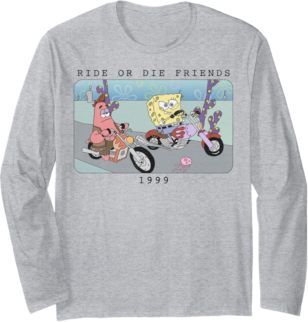 SpongeBob Schwammkopf Fahr Oder Stirb Freunde 1999 Porträt Langarmshirt
