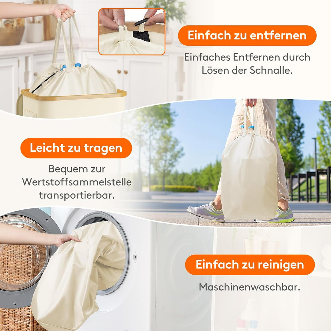 Lifewit Pfandflaschen Sammelbehälter mit Deckel, 105L Bambus Gross Leergut Sammelbehälte, Altglas Au