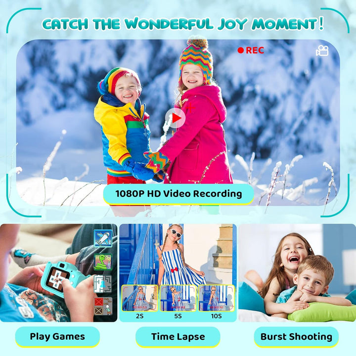 Kinder Kamera, 2.0”Display Digitalkamera,Geschenke für 3 4 5 6 8 7 9 10 11 12Jahre Jungen und mädche