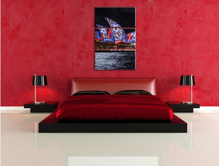 Pixxprint Sydney Opera House als Leinwandbild/Grösse: 3 Teilig (120x80) cm/Wandbild/Kunstdruck/ferti