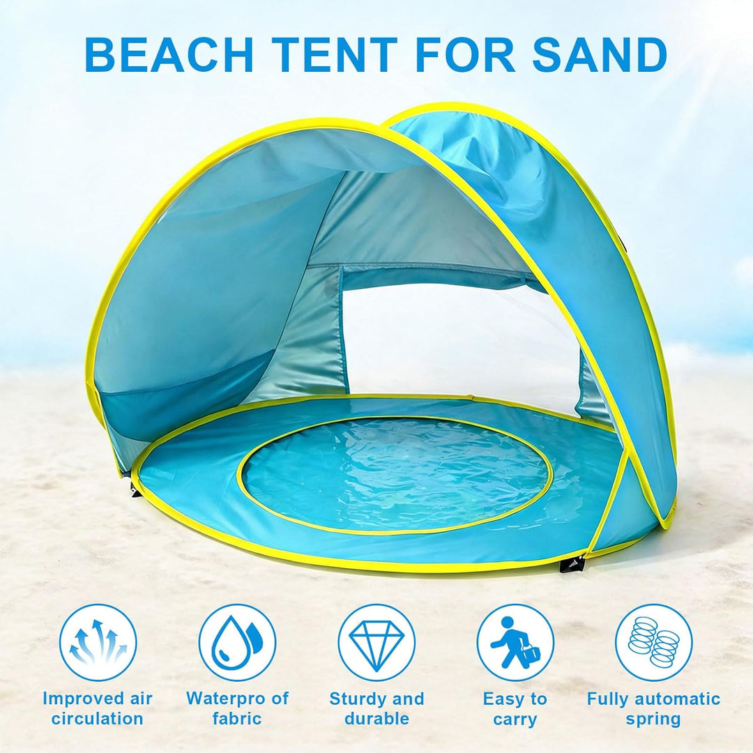 Strandmuschel Strandzelt Pop-up Strand Zelt mit trennbarer Pool UV-Schutz UPF 50+ Sun Shade Shelter