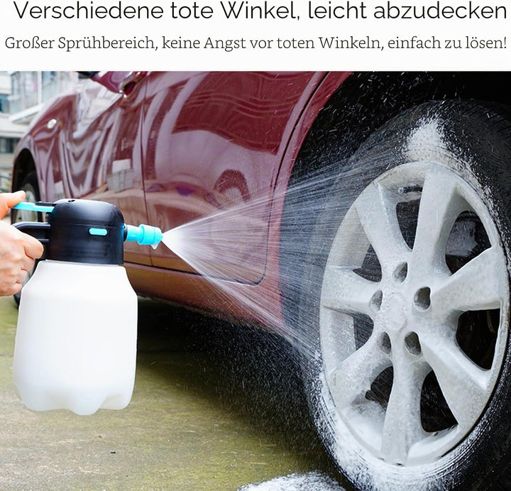 Bewinner 1,8 L Kabelloser Elektrischer Schaumsprüher – Hochdruck PP Sprühflasche für Autowäsche &amp; Ga