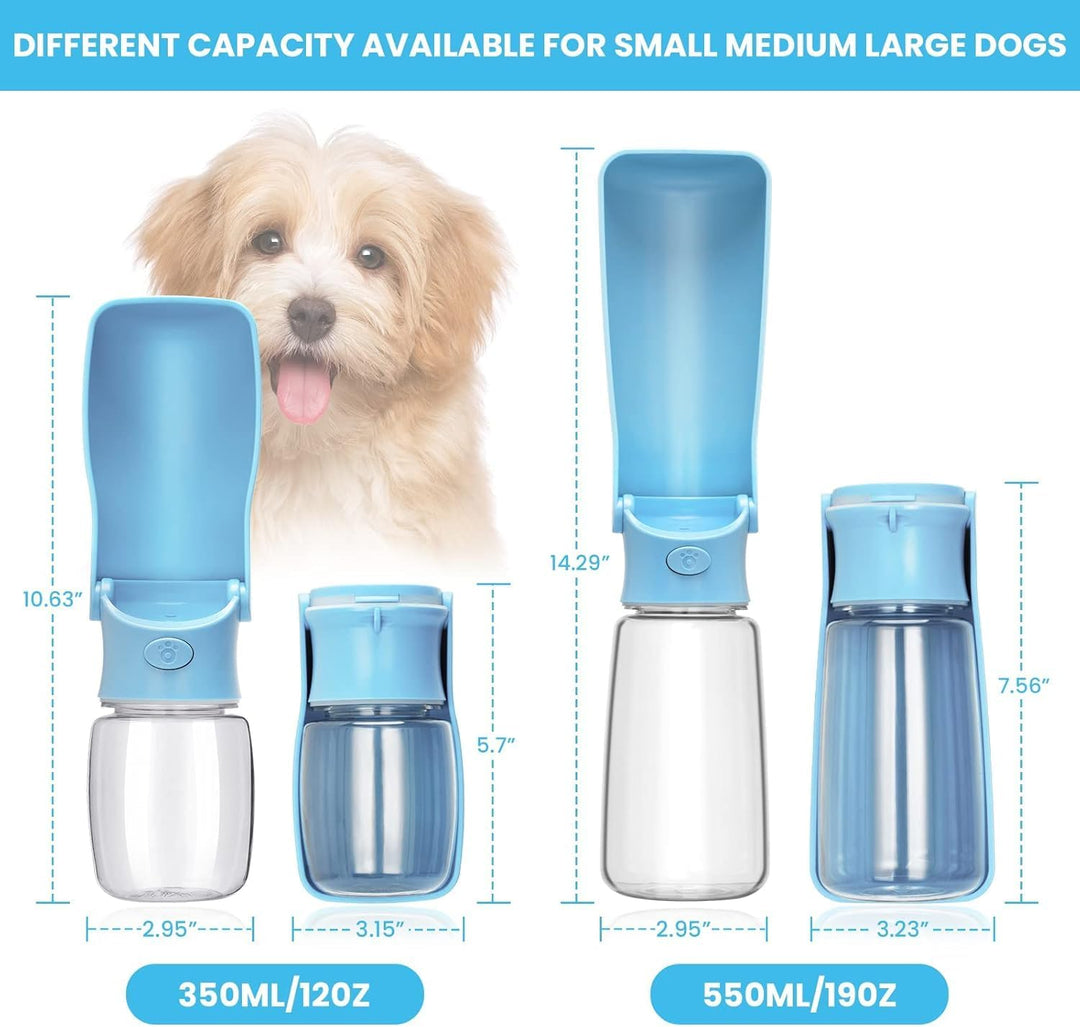 Trinkflasche Hunde für Unterwegs, 180° Faltbare Hunde Haustier Wasserflaschen, Hundetrinkflasche für