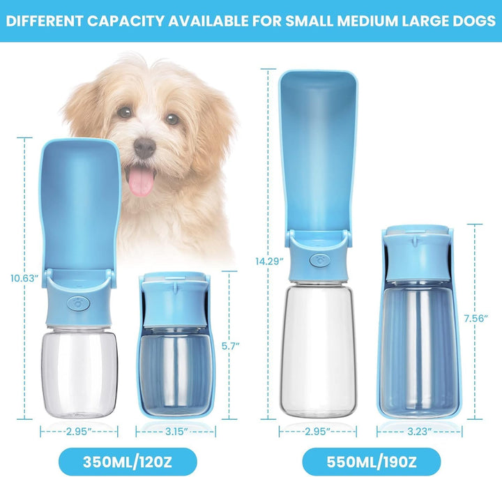 Trinkflasche Hunde für Unterwegs, 180° Faltbare Hunde Haustier Wasserflaschen, Hundetrinkflasche für