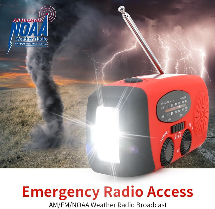 Kurbelradio, 2000mAh Notfallradio Solar Radio Power Bank, AM/FM Radio mit USB Handy Lader und Tasche