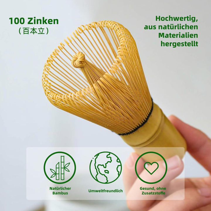 TEANAGOO Matcha Set| MatchaBesen| matcha zubehör,Matcha Schneebesen (Chasen), Bambusschaufel (Chasha