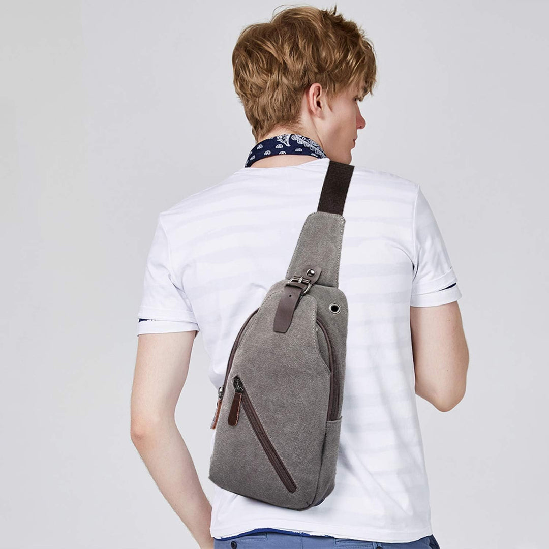 FANDARE Vintage Umhängetasche Sling Bag Schule Reisen Männer Frauen Messenger Rucksäcke Brustbeutel