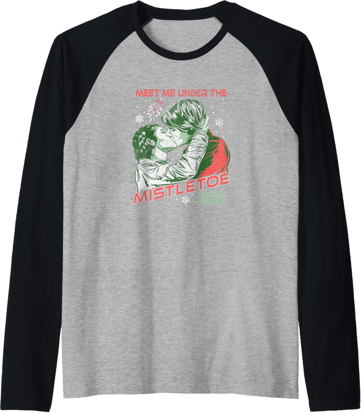 Star Wars Christmas Han Solo & Leia Kiss Under The Mistletoe Raglan