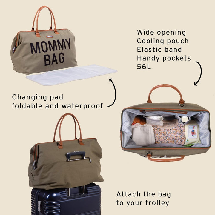 CHILDHOME Mommy Bag, Wickeltasche, Mutterschaft, Reisetasche, grosse Kapazität, Wickelunterlage, ver