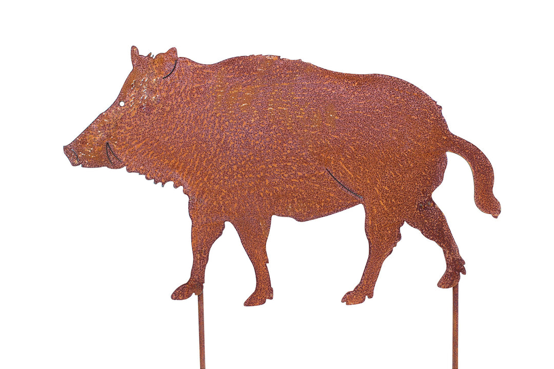 Vosteen Gartenstecker Wildschwein Metall Rost Gartendeko 61cm