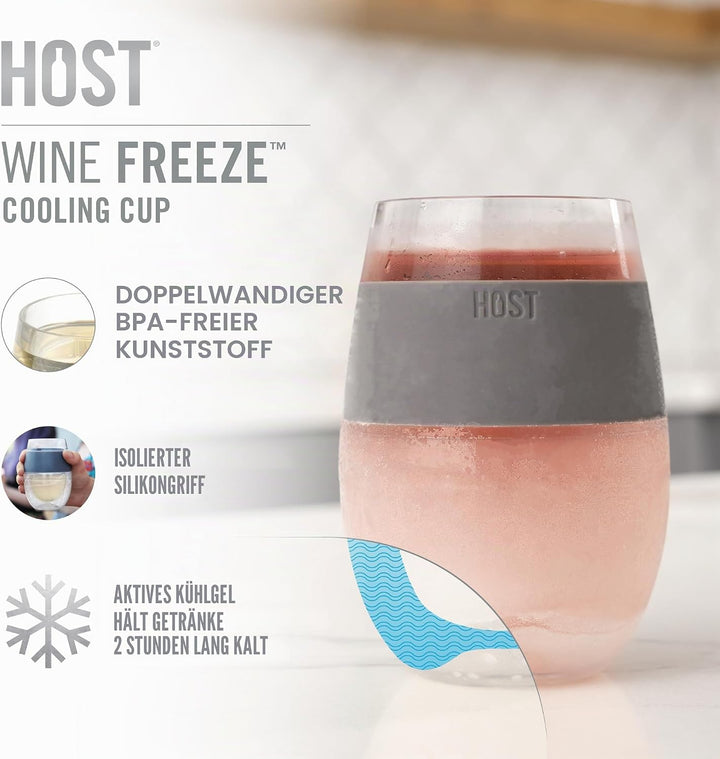Host 2962 8.5 Ounce Freeze Cooling Wine Glasses - Kunststoff Clear 11.7094 x 1.34 x 8.20 cm Grau Set