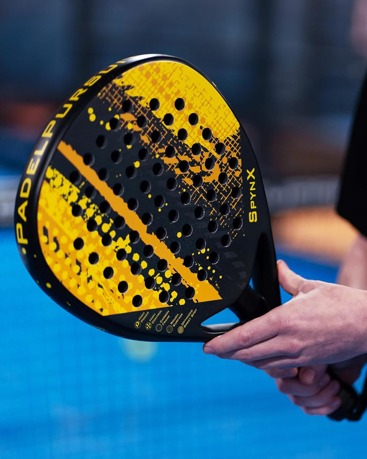 SpynX - Padel Schläger 100% Kohlefaser, Spezial-Oberfläche für verbesserten Spin, Paddle Tennis für