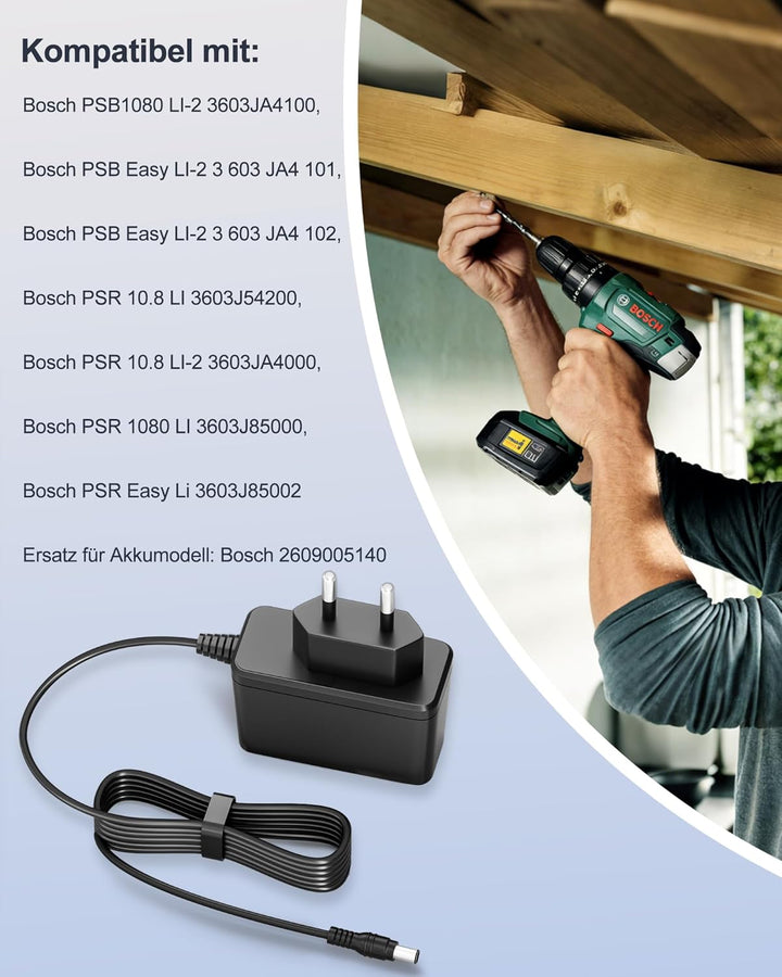 Ladegerät 13,5V für Bosch Bohrmaschine PSB 10.8 LI-2, PSB Easy LI-2,PSR 10.8 LI, PSR 10.8 LI-2,PSR 1
