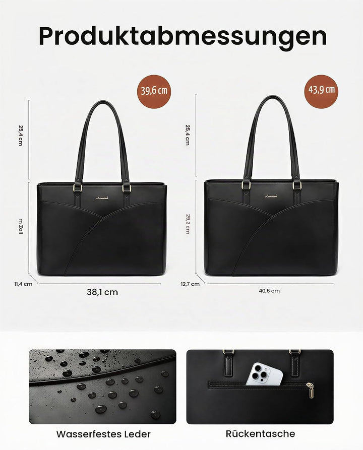 LOVEVOOK Laptoptasche Damen, Handtasche Gross Arbeitstasche Aktentasche | Wasserdicht PU Leder, Eleg
