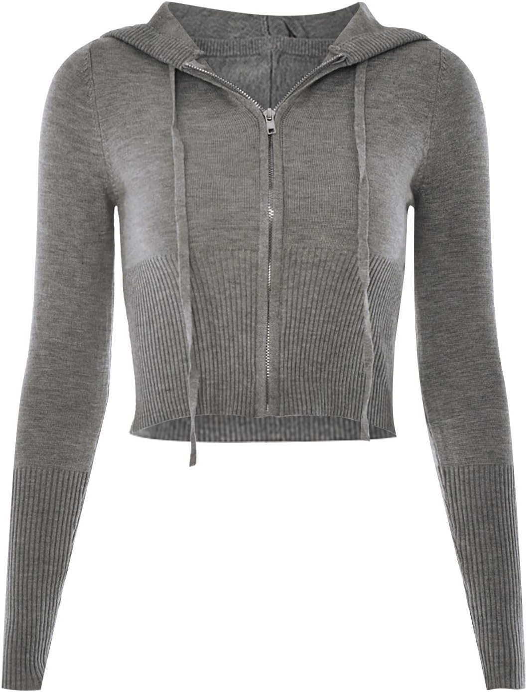Damen Zweiteiler Hose und Pullover Strick Reissverschluss Up Crop Hoodies Vintage Sweatshirts mit Ka