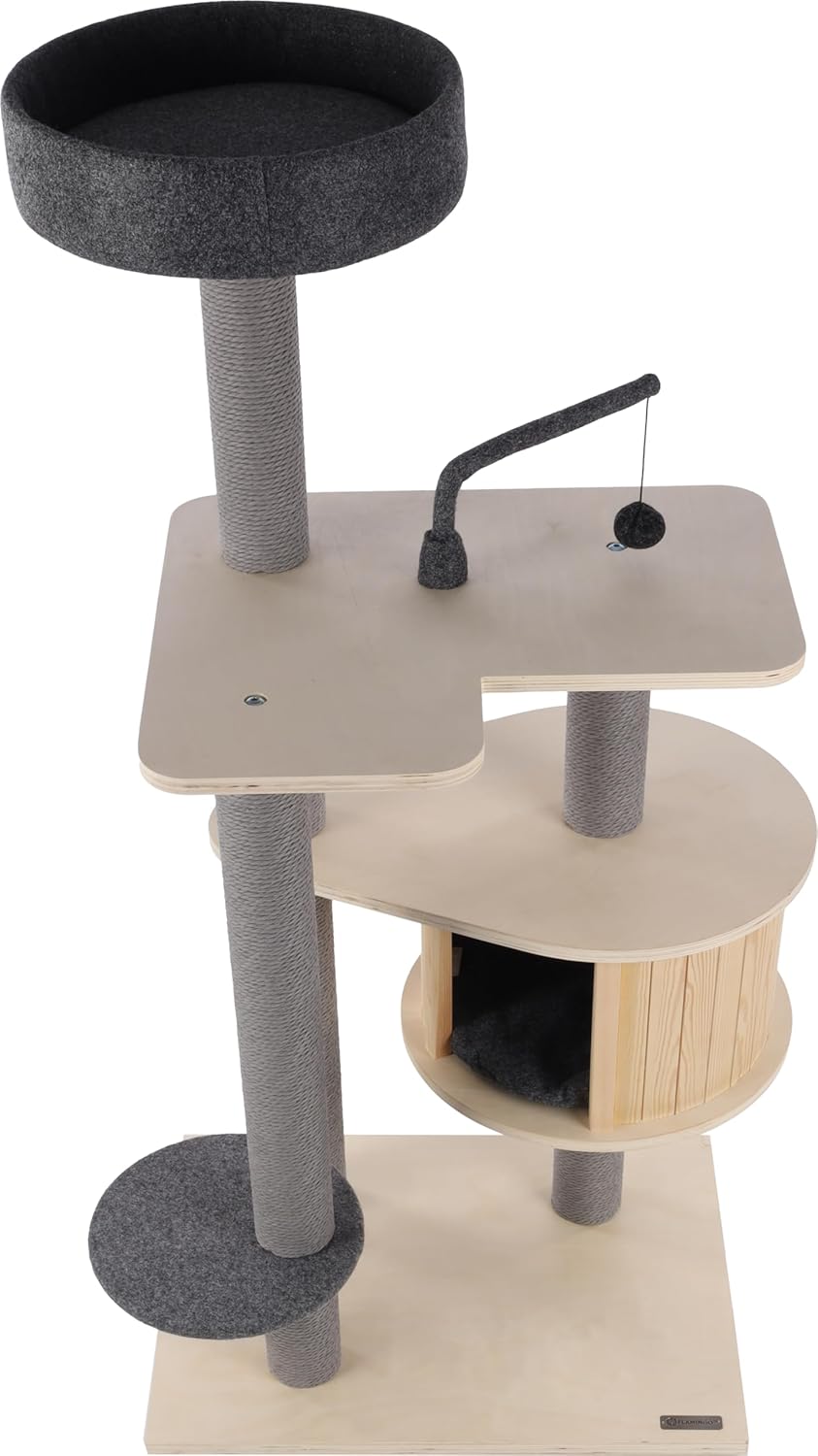 Flamingo Kratzbaum Kandis – Grau & Beige – 137 cm | Stilvoll, funktional & gemütlich!, Kandis – Grau