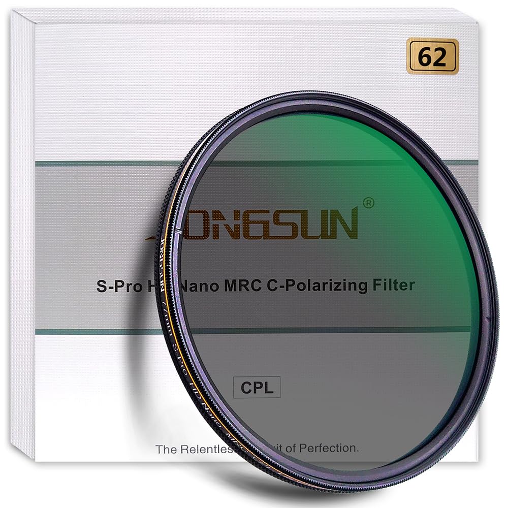 JONGSUN Polfilter 62mm, Zirkularer Polarisationsfilter, S-Pro HD Nano MRC16, 16-Schichten Mehrlagenb