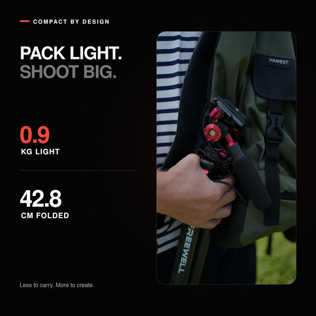 Freewell Carbon Fiber Reisestativ 59.1“ Leichtgewicht 1.98 lbs Foto/Video 360° Kugelkopf (Max Load 5