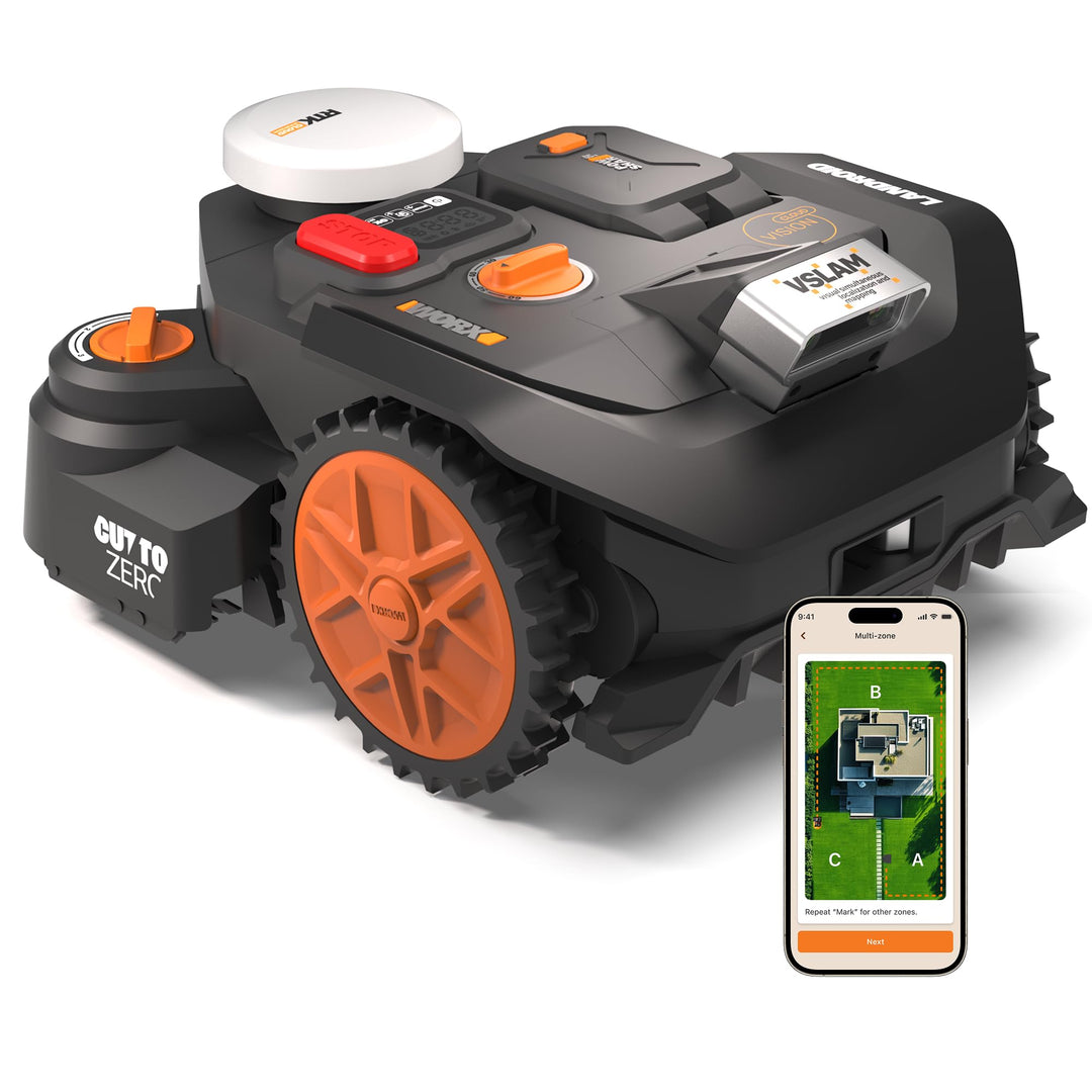WORX Landroid Vision Cloud WR306E 2WD Mähroboter ohne Begrenzungskabel für 600 m² (KI-Hinderniserken