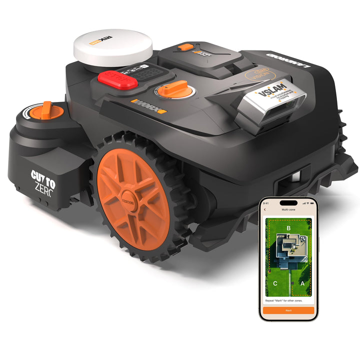 WORX Landroid Vision Cloud WR306E 2WD Mähroboter ohne Begrenzungskabel für 600 m² (KI-Hinderniserken