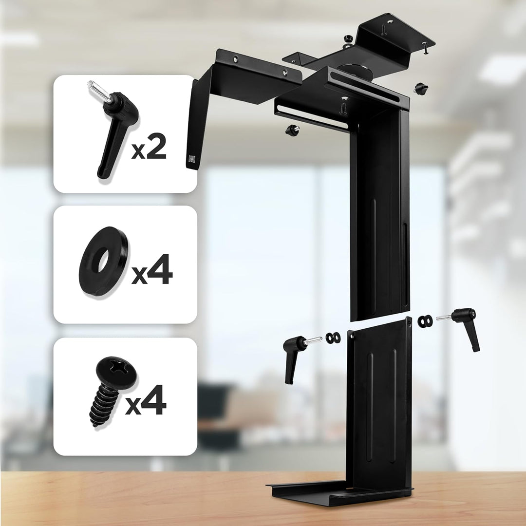 Duronic DMHD1 PC Halterung | Untertischhalterung 360° drehbar | Gehäuse Halter für ITX, Midi, Big To
