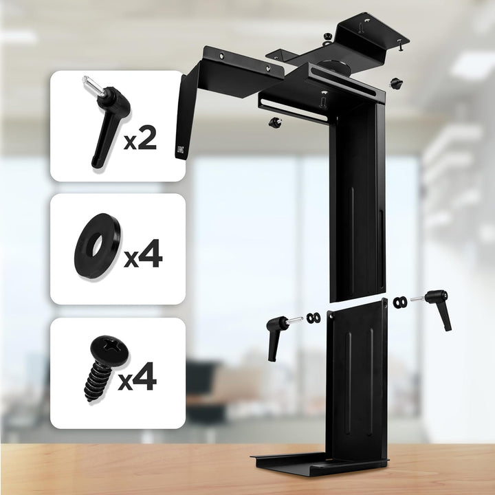 Duronic DMHD1 PC Halterung | Untertischhalterung 360° drehbar | Gehäuse Halter für ITX, Midi, Big To