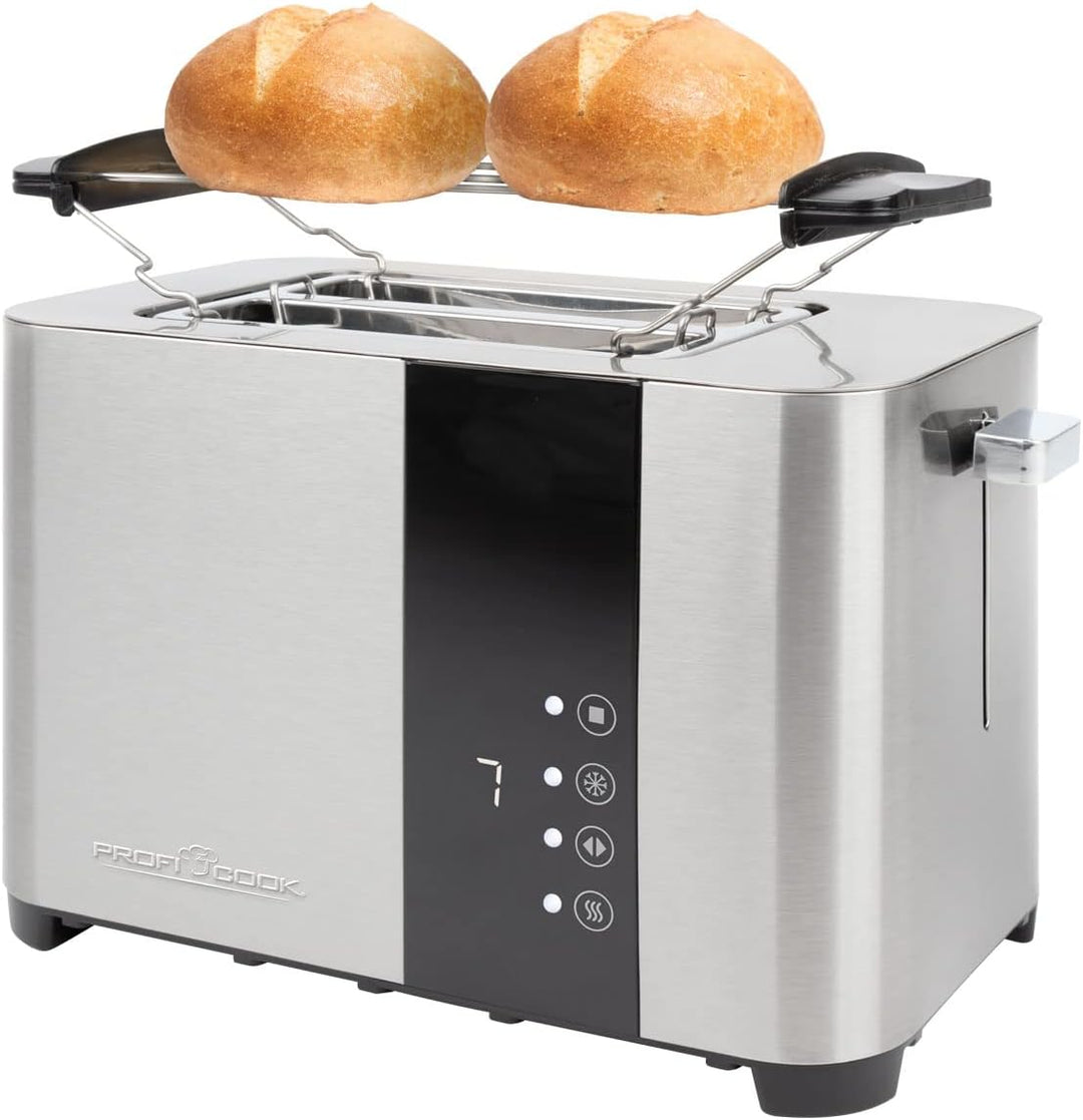 ProfiCook Toaster, Toaster 2 Scheiben mit Sensor Touch Bedienung, Auftau-, Aufwärm-/ Schnellstoppfun