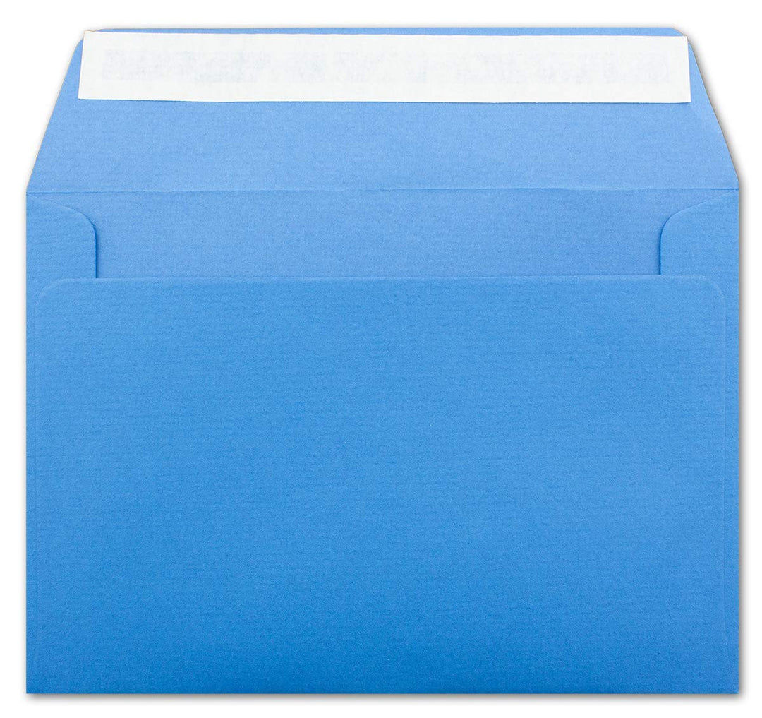 75 gerippte Briefumschläge DIN C6 Blau - 11,4 x 16,2 cm - 100 g/m² Post-umschlag ohne Fenster Haftkl