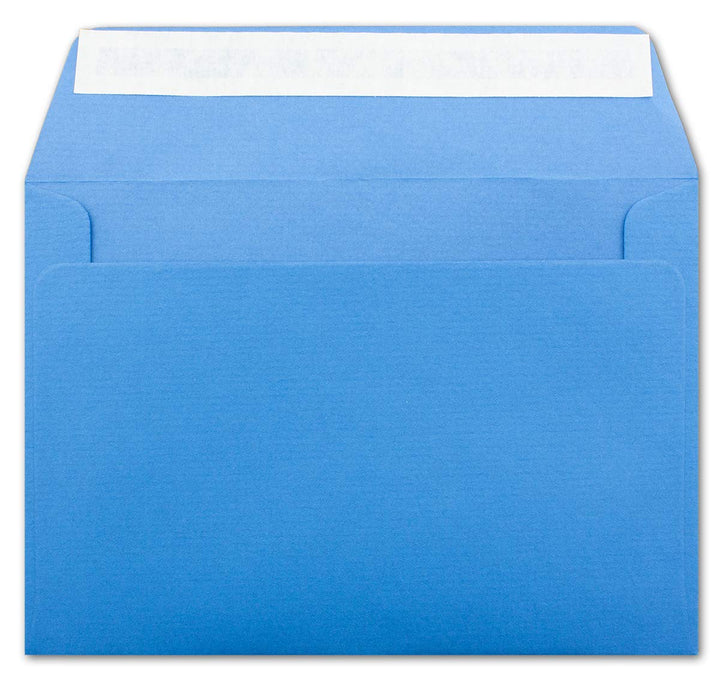 75 gerippte Briefumschläge DIN C6 Blau - 11,4 x 16,2 cm - 100 g/m² Post-umschlag ohne Fenster Haftkl