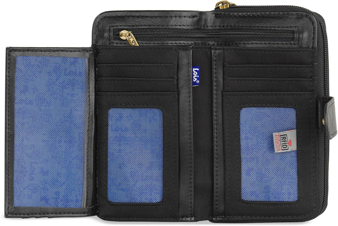 Geldbörse Damen Gross - Strapazierfähige Portemonnaie Damen - Damen Geldbör 16 x 9 x 2 cm Negro, 16