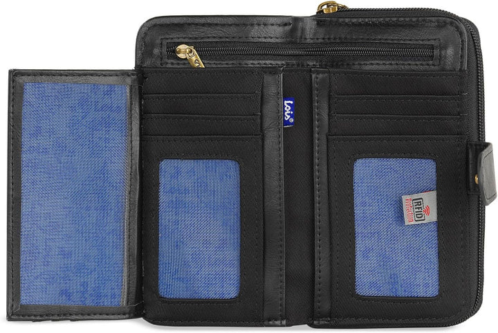 Geldbörse Damen Gross - Strapazierfähige Portemonnaie Damen - Damen Geldbör 16 x 9 x 2 cm Negro, 16