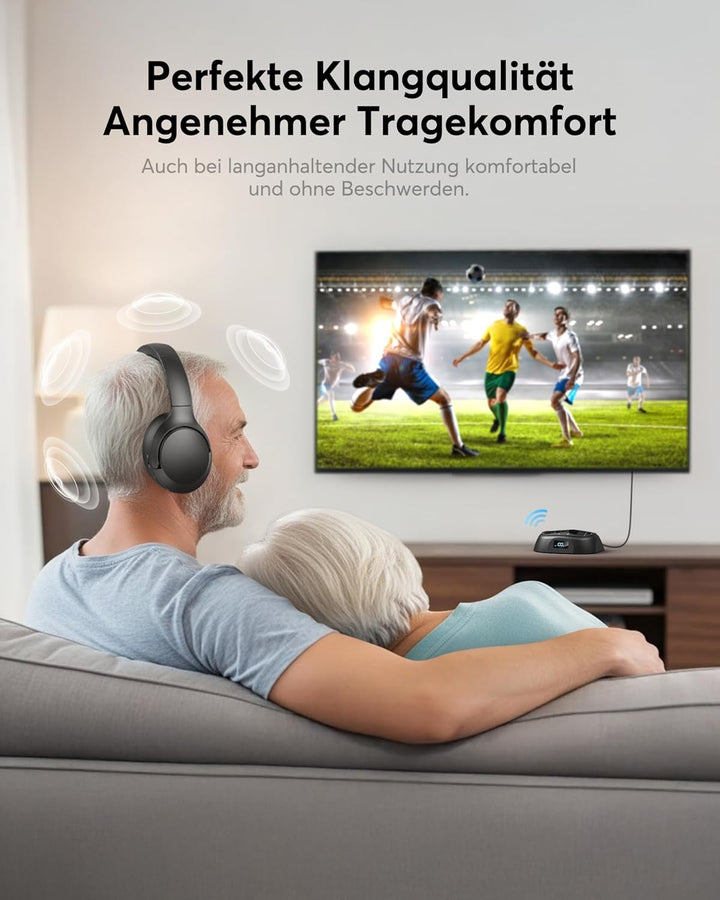 Doohoeek Kabellose TV Kopfhörer Bluetooth 6.0, Over-Ear Funkkopfhörer mit Ladestation&Digital Displa