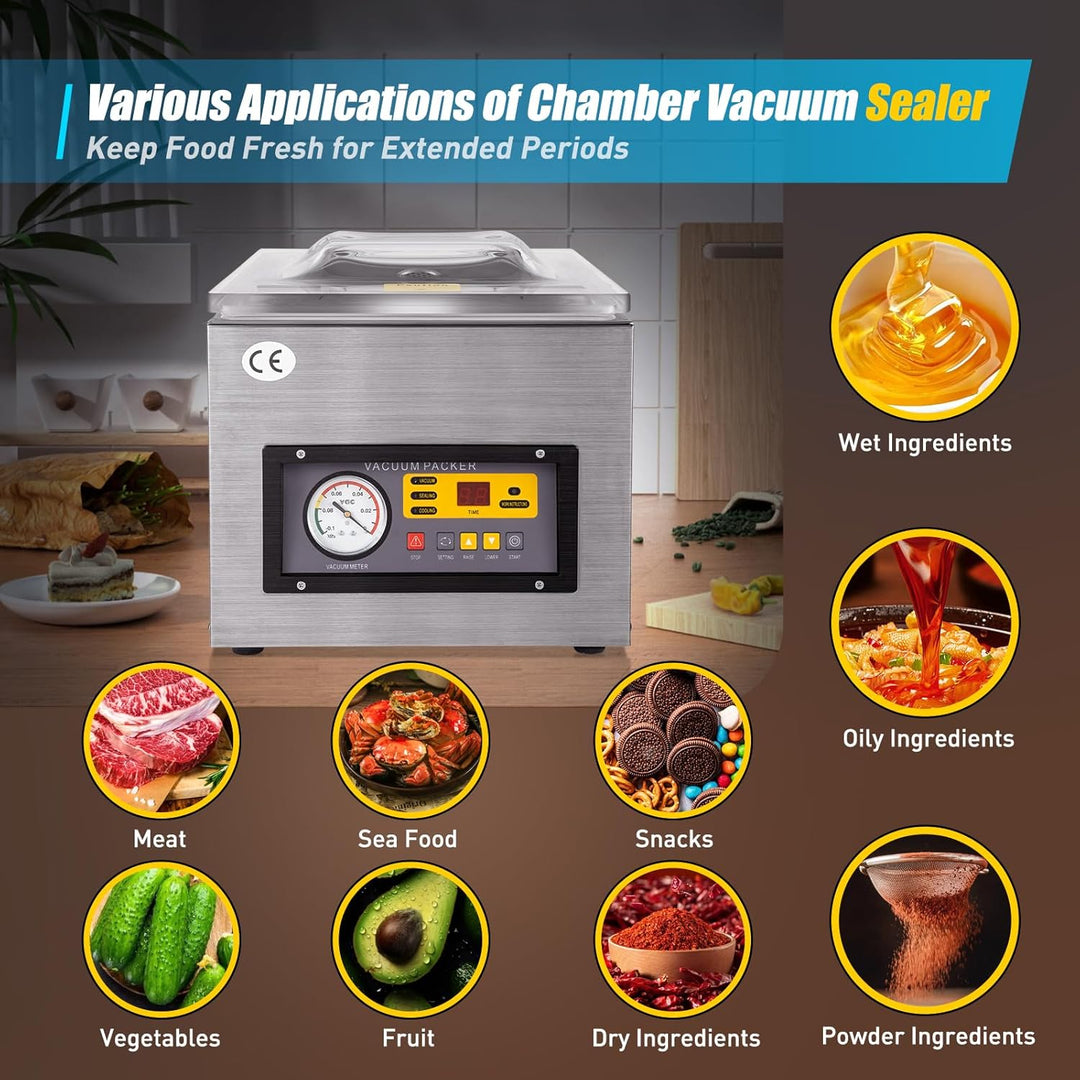 Vakuumiergerät Kammervakuumierer 220V, 120W 5.5 Litre/s Vakuumierer Edelstahl für Lebensmittel, 3-in