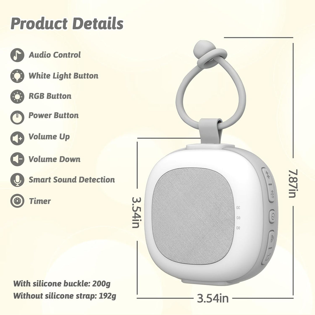 Tragbare White-Noise-Machine mit Nachtlicht Weisses Rauschgerät mit 32 High-Fidelity-Soundtracks, 7