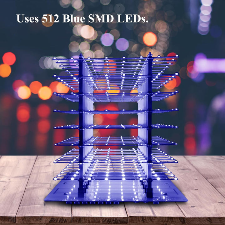 3D8P-Blue 3D-LED-Würfel-Set, LED Cube Bausatz DIY Kit LED Licht Cube DIY Elektronik 8x8x8 Wuerfel Ba
