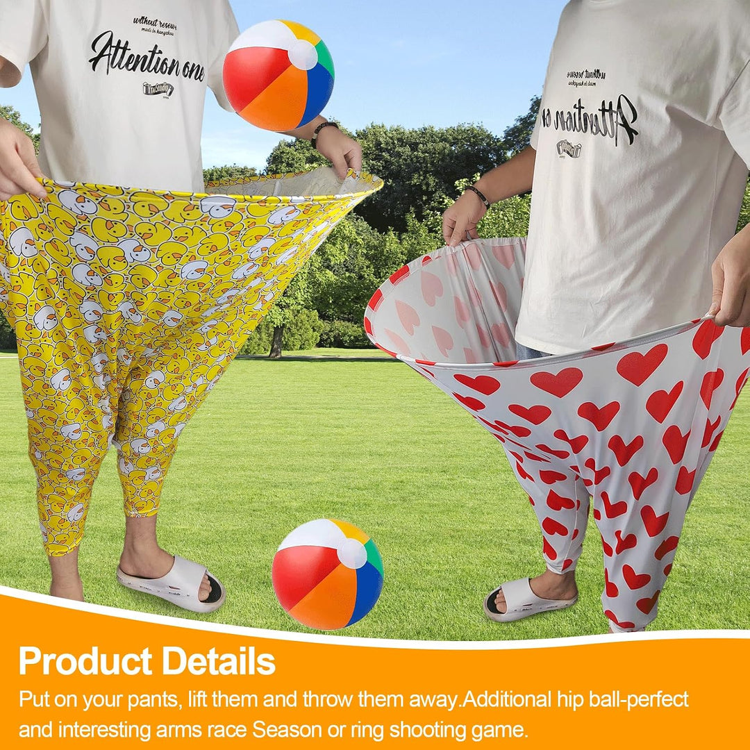 2 Stück Granny Pants Spiel, Wurfspiel Outdoor, mit 6 × Hüpfbällen und 1 × Ballonpumpe, Oma Hosen Hof