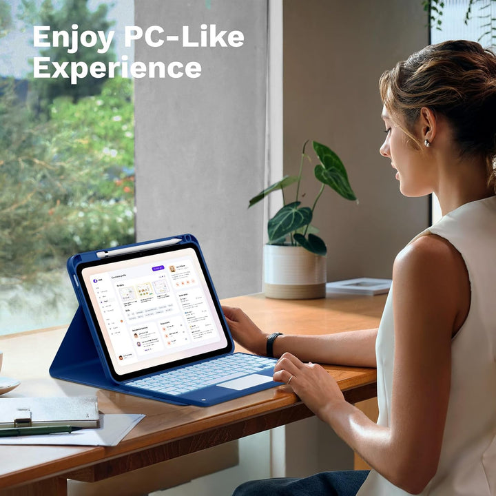 MoKo Touchpad Hülle mit Tastatur für iPad (A16) 11/10 Generation (11/10.9 Zoll) 2025/2022 mit Stifth