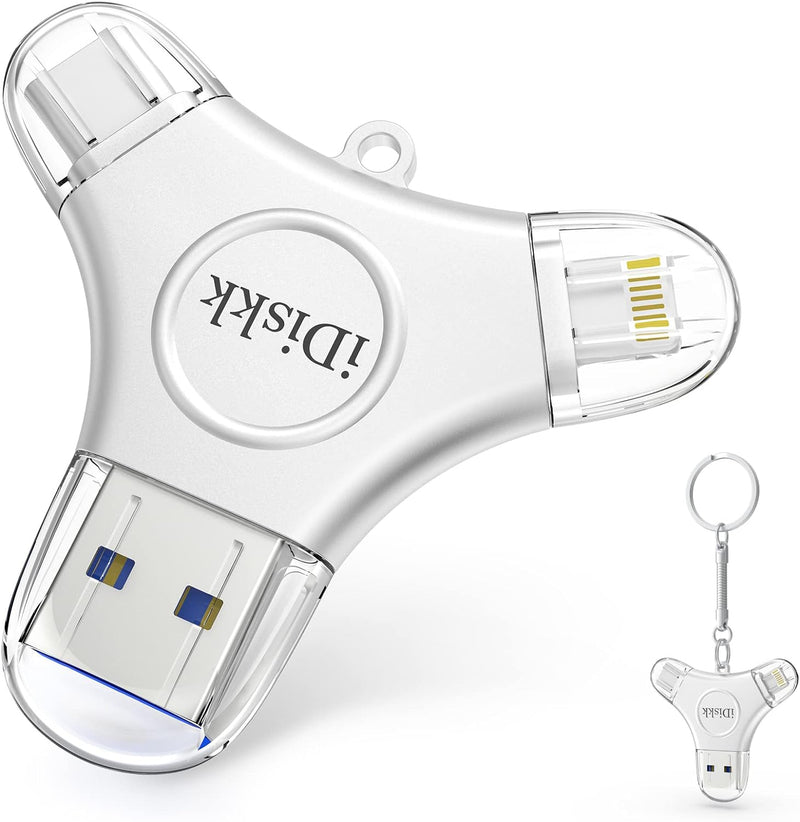 iDiskk 256 GB 3-in-1 Type-C Foto-Stick für iPhone, MFi-zertifizierter Lightning-USB-Stick für iPad,