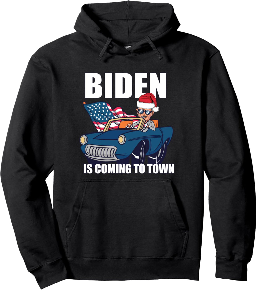 BIDEN IS COMING TO TOWN Weihnachtsmann-Hut Weihnachten Meme Pullover Hoodie