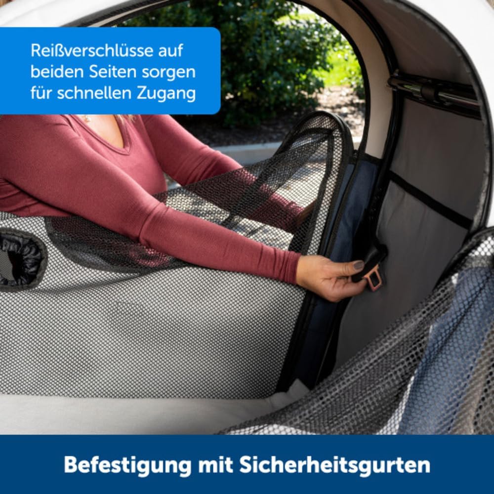 PetSafe Happy Ride Faltbare Transportbox, Hunde-Reisebox für die Autorückbank, Netztüren zur Belüftu