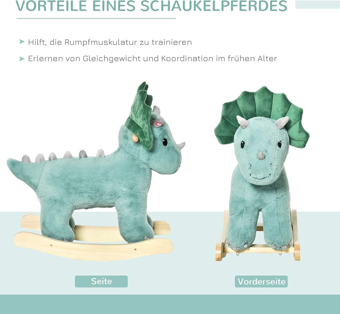 HOMCOM Kinder Schaukel Schaukeltier Schaukelpferd Dunkelgrün 64 x 30 x 54 cm Dunkelgrün 64L x 30B x