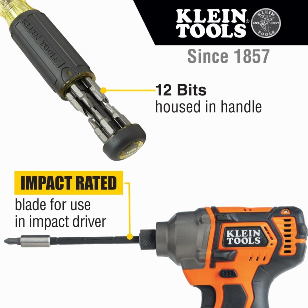 Klein Tools 32303 Multi-Bit Schraubendreher/Steckschlüssel, Schlagklasse 14 in 1 Magnet-Schraubendre