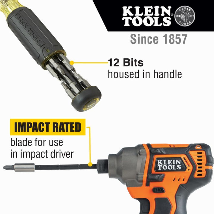 Klein Tools 32303 Multi-Bit Schraubendreher/Steckschlüssel, Schlagklasse 14 in 1 Magnet-Schraubendre