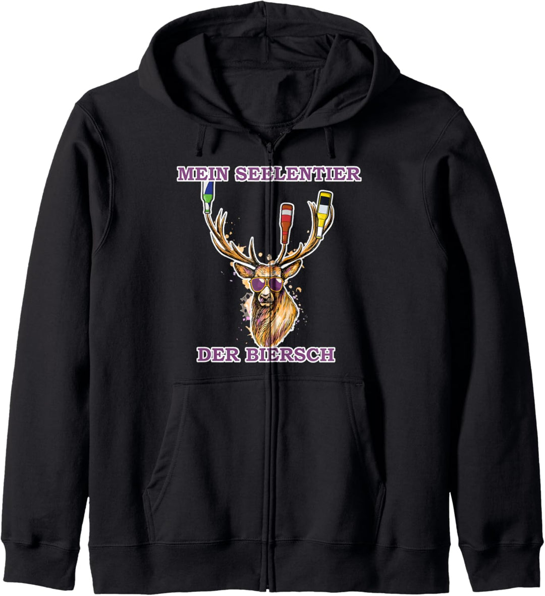 Lustiges Bier Seelentier Hirsch Biersch Motiv Kapuzenjacke
