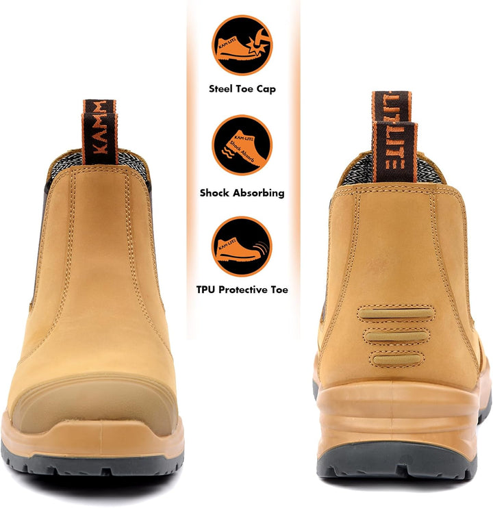 KAM-LITE Arbeitsschuhe Herren Sicherheitsschuhe rutschfeste Stahlkappe wasserdichte Atmungsaktive Ar