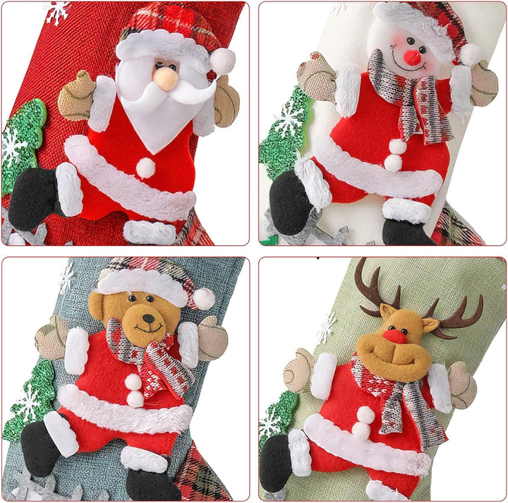 Nikolausstrumpf, Weihnachtsstrumpf 4er Set, Nikolausstiefel zum Befüllen, Weihnachtssocken Kamin zum