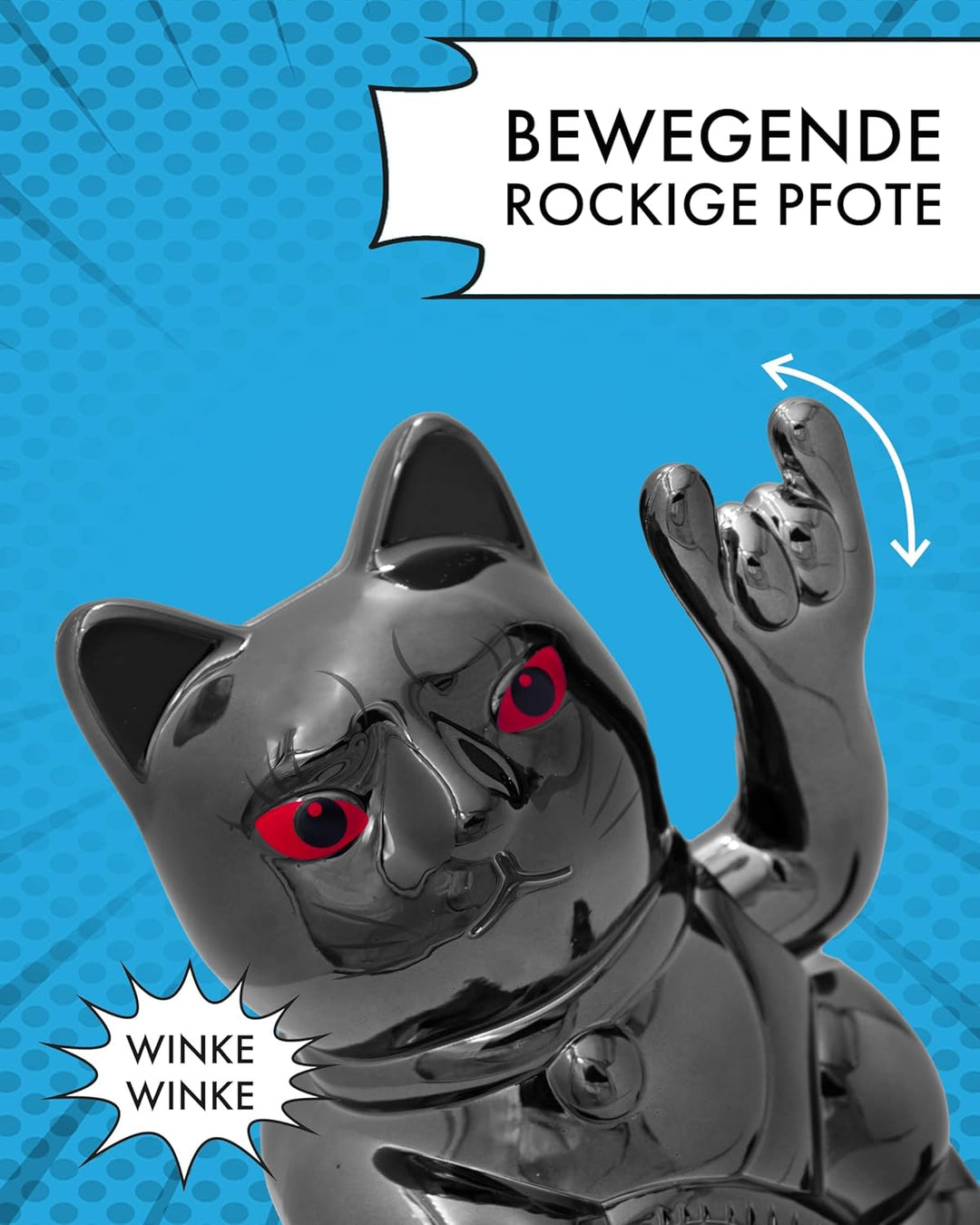 ANGRY CAT - Winkekatze Lucky CAT - rockige, winkende - Rock- japanische Winkkatze rockt - Dekoartike
