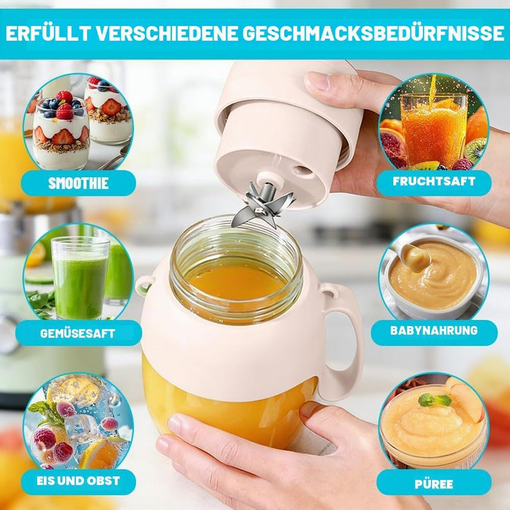 Tragbarer Mixer &amp; Smoothie Maker, 1000ML Grosser Mixer Smoothie Maker mit Trinköffnung &amp; Trageriemen